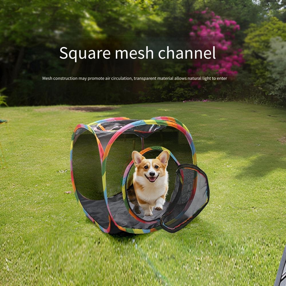 Cat Tunnel Toy - Outdoor mesh cat tunnel foldable summer